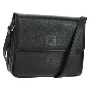 Authentic Burberrys Shoulder Bag Leather Black Gold